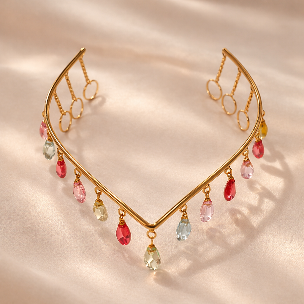Multicolor Crystal Drop Hair Crown