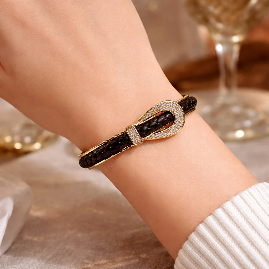 Braided Crystal Loop Bracelet