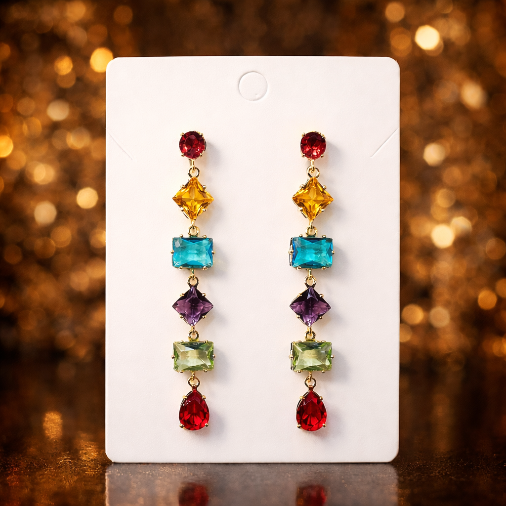 Multicolor Crystal Drop Earrings