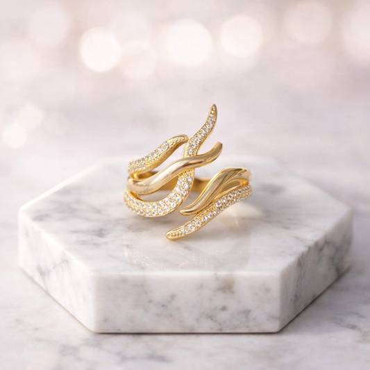 Gold Crystal Wave Ring
