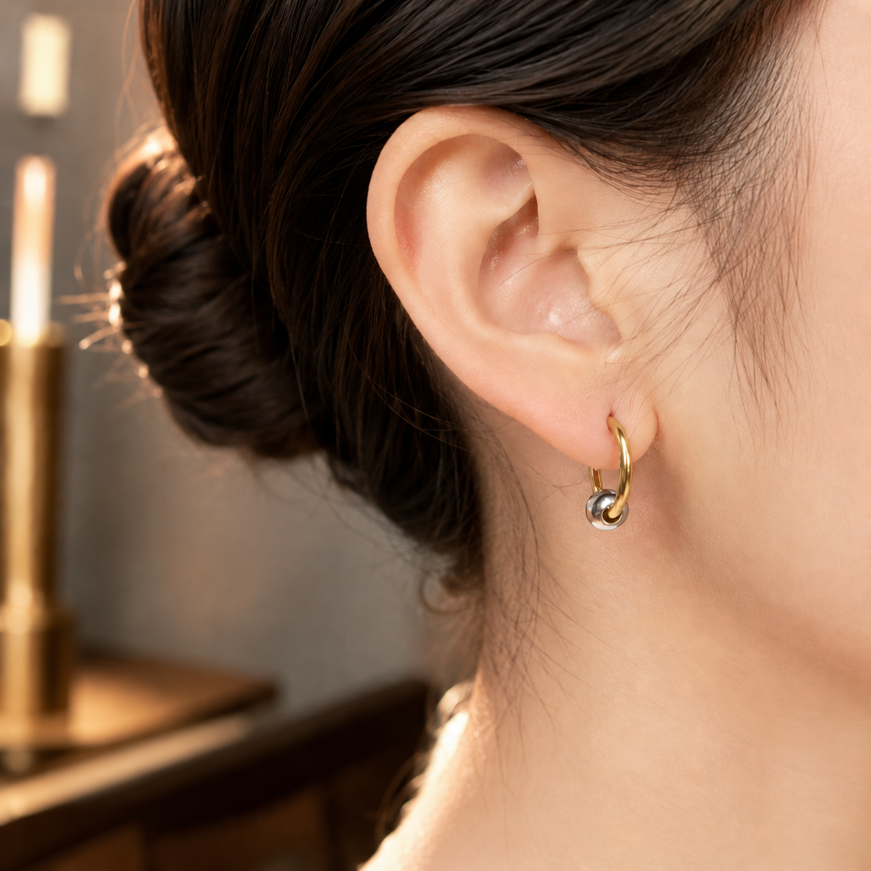 Gold & Silver Drop Hoop Earrings