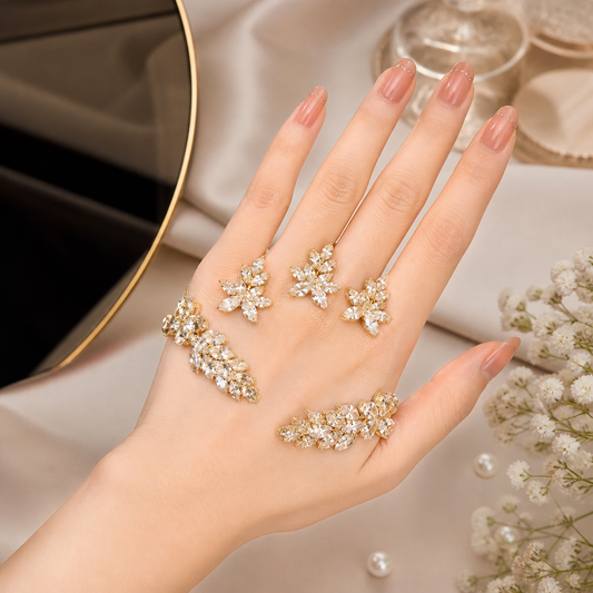 Floral Crystal Hand Ring
