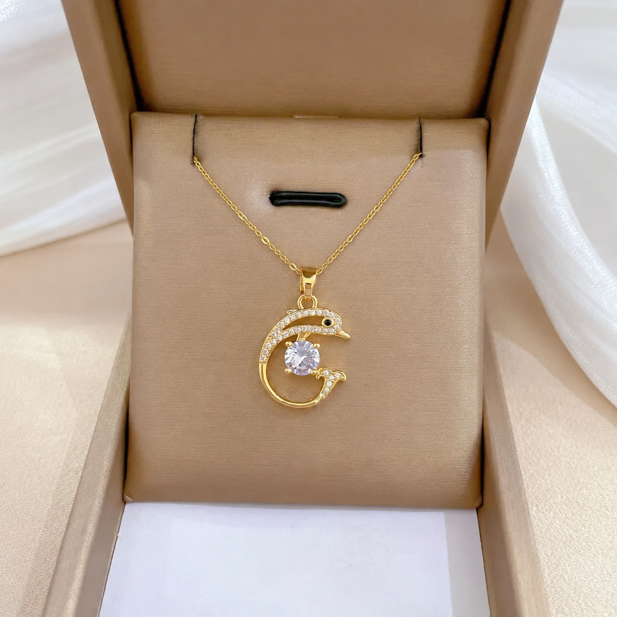 Dolphin Crystal Pendant Necklace