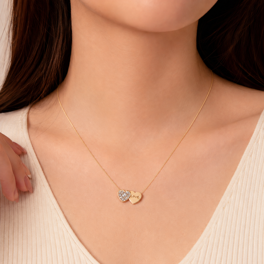 Double Heart Love Pendant Necklace