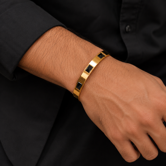 Black Studded Gold Bracelet