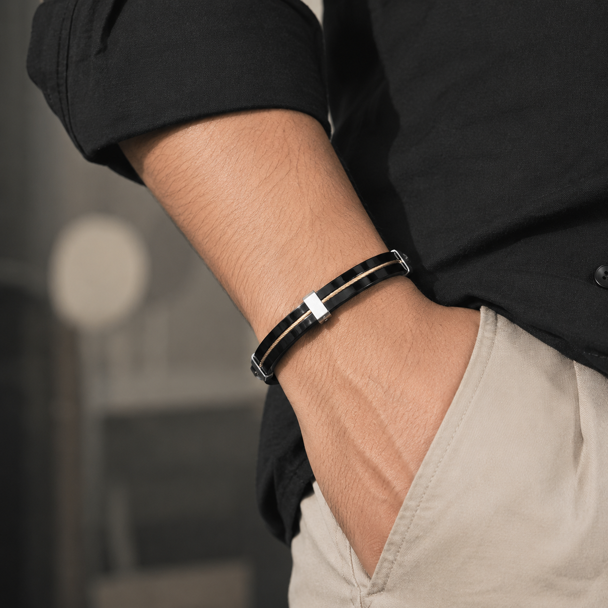Minimal Dual Tone Wire Bracelet