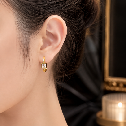 Princess Cut Hoop Earring