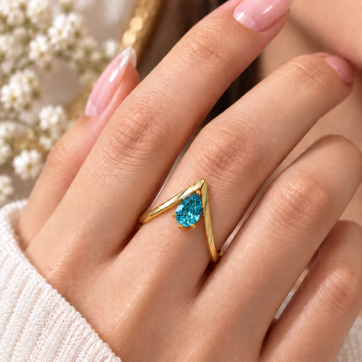 Crystal V Open Ring