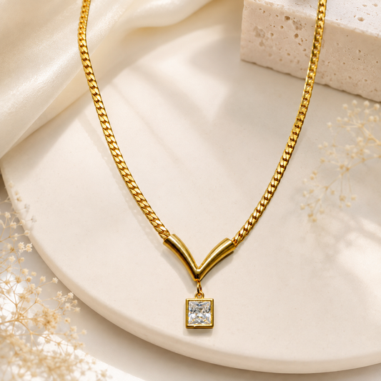 Square Crystal Necklace