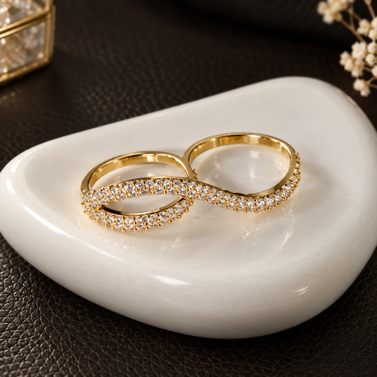 Pave Twin Loop Double Finger Ring