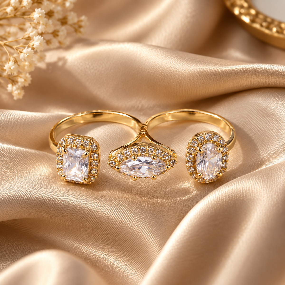 Crystal Double Finger Ring