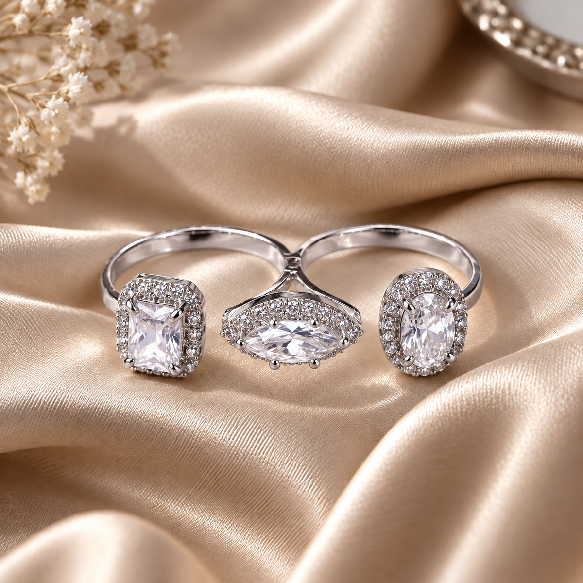Crystal Double Finger Ring