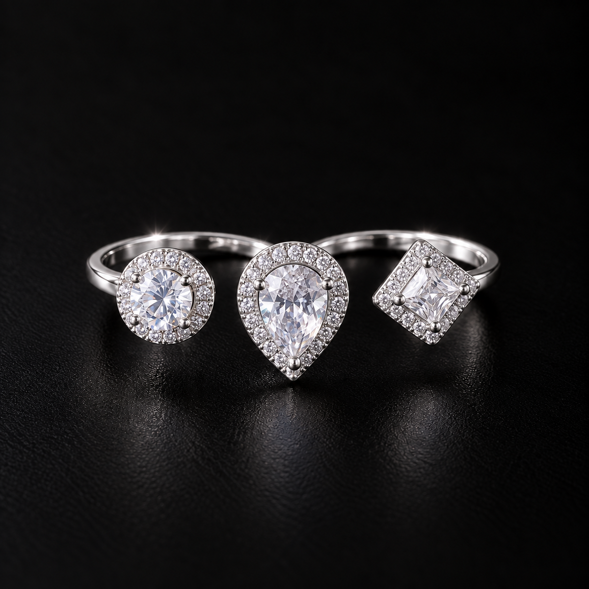 Triple Halo Double Ring