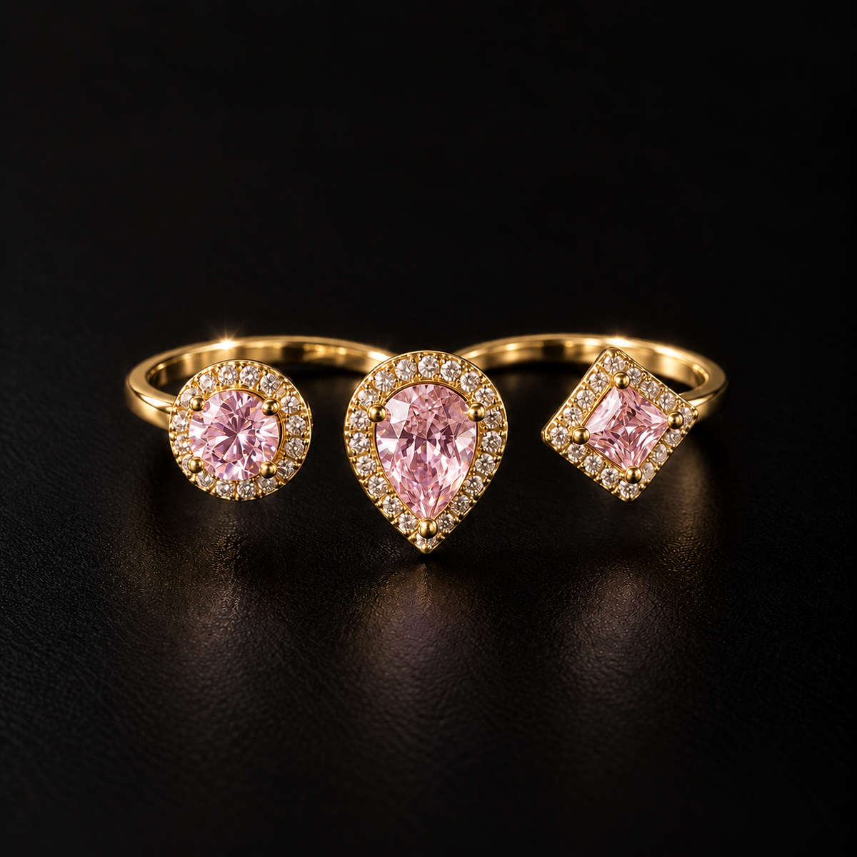 Triple Halo Double Ring