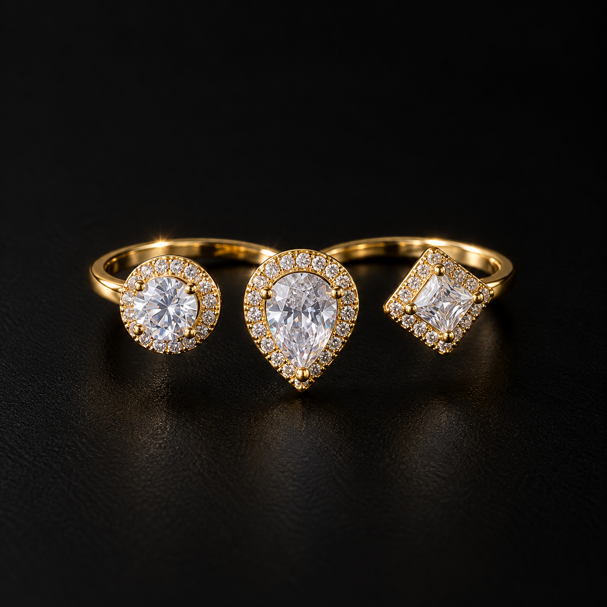 Triple Halo Double Ring