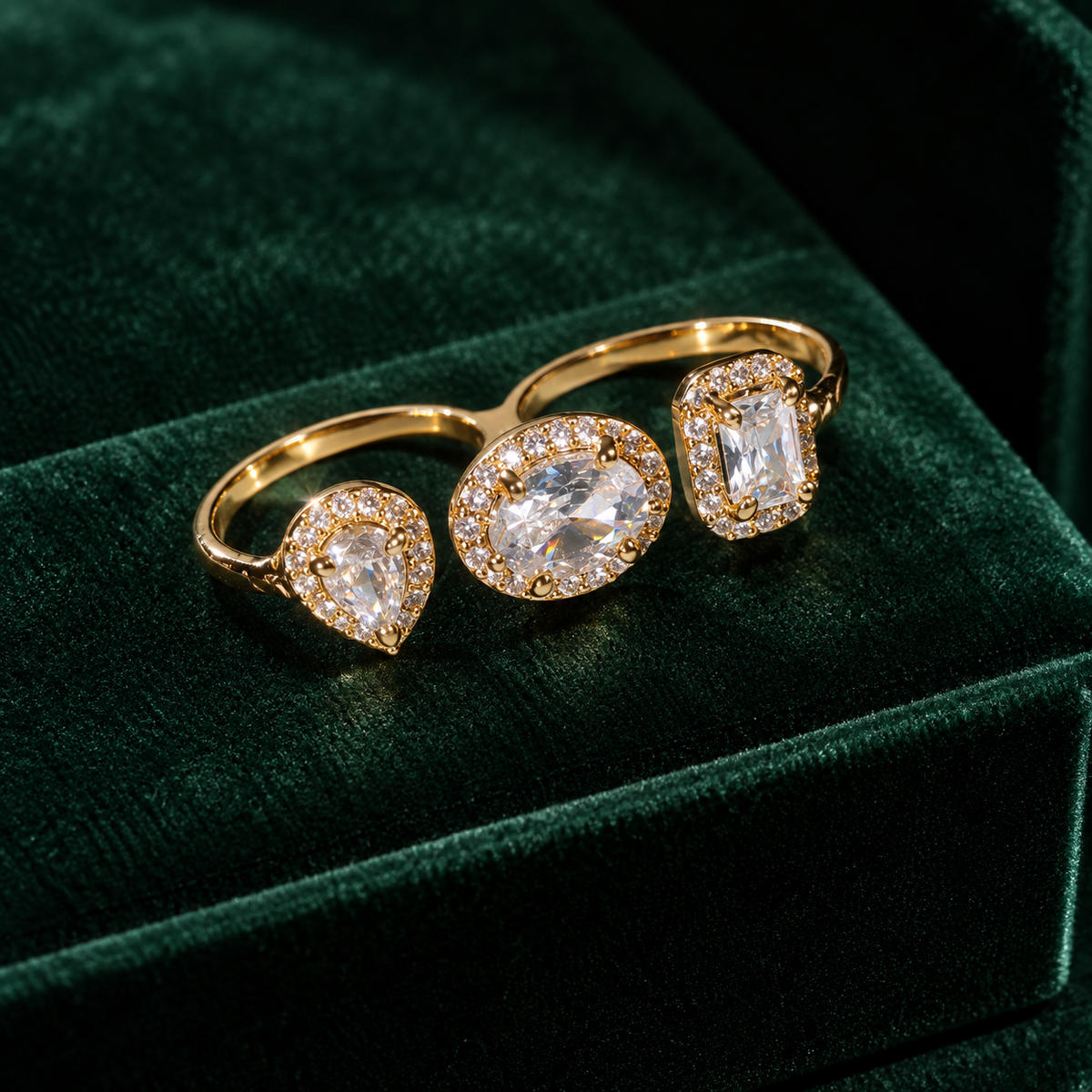 Mixed Cut Double Ring