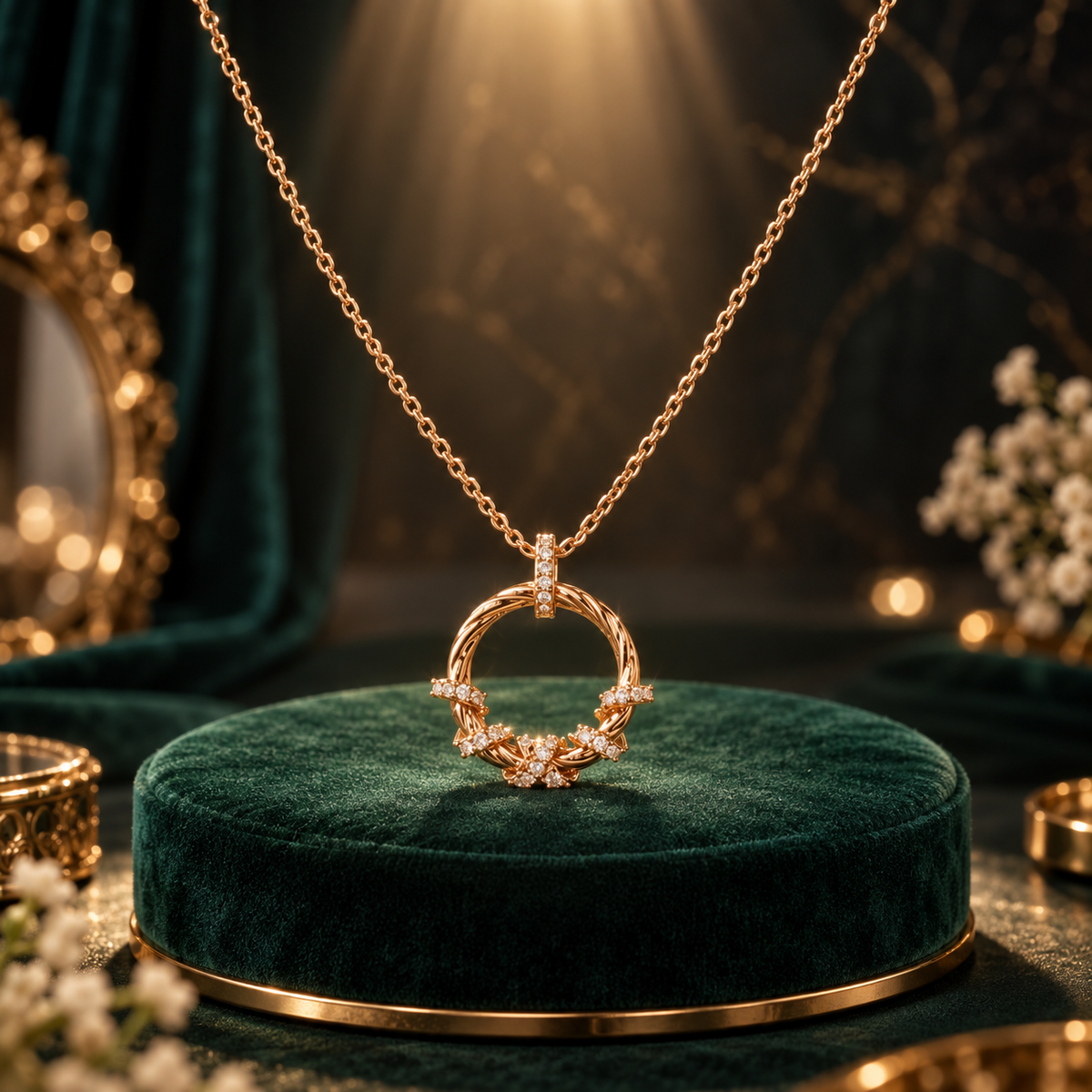 Floral Halo Crystal Necklace
