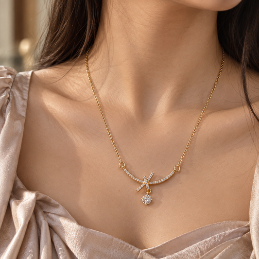 Crystal Cross Drop Necklace