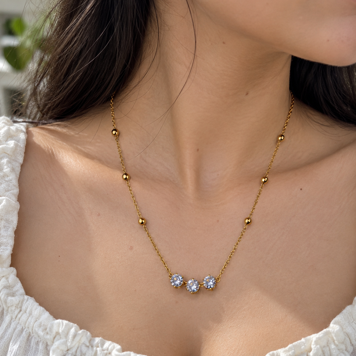 Triple Stone Necklace