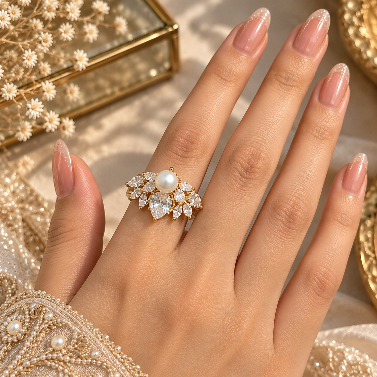 Bee Shaped Pearl Ring