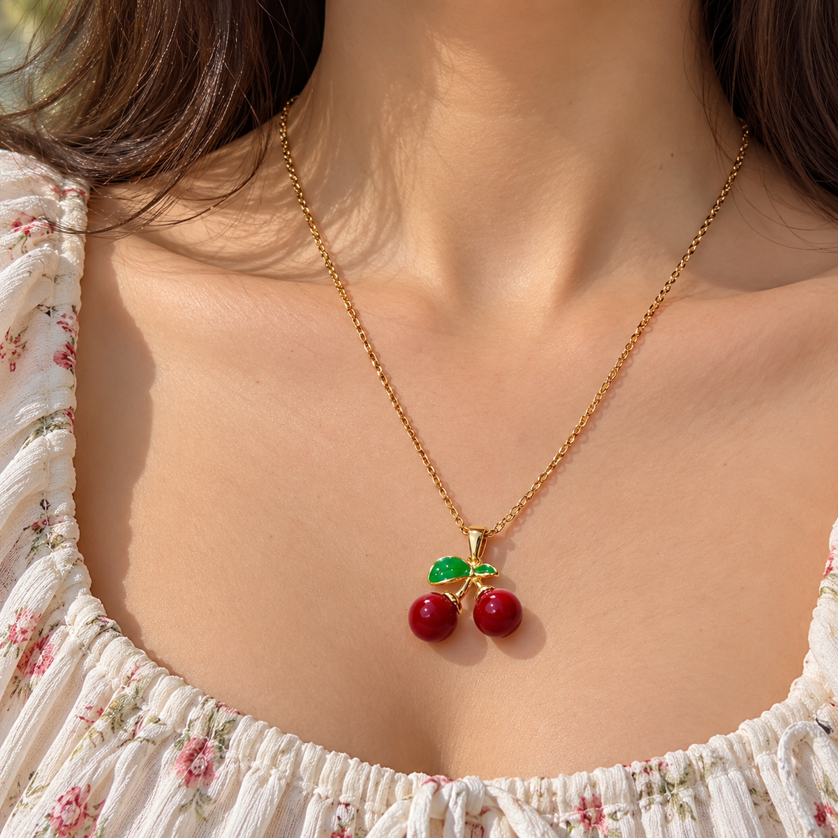 Sweet Cherry Pendant Necklace