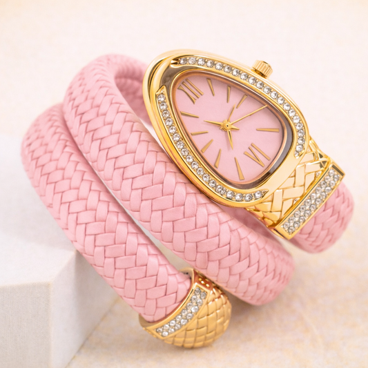 Double Wrap Leather Snake Watch