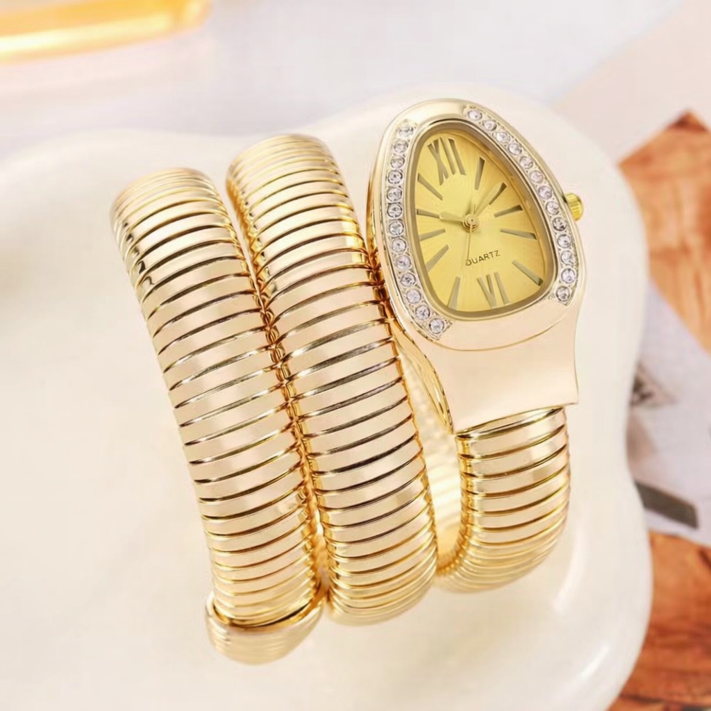 Gold Spiral Cuff Watch