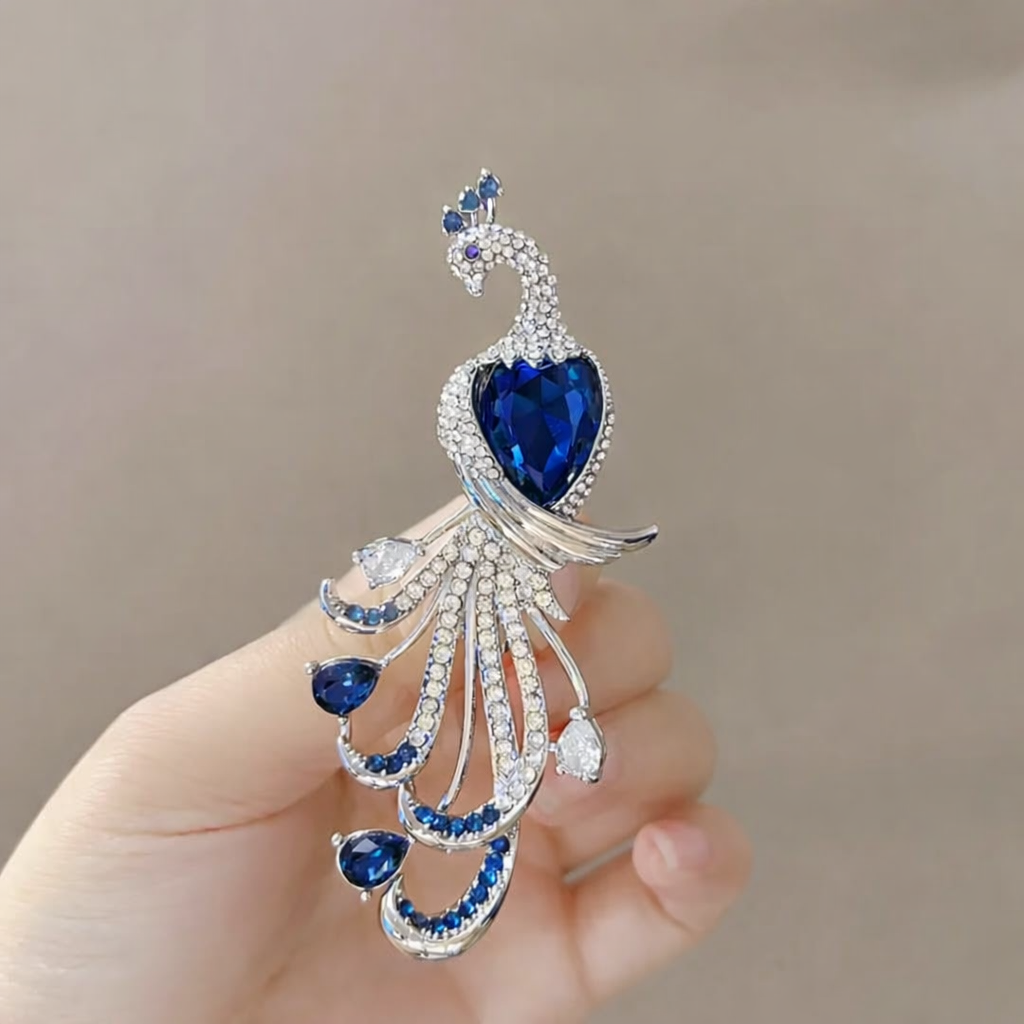 Peacock Crystal Brooch