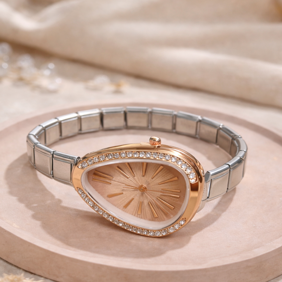 Stylish Crystal Bezel Watch