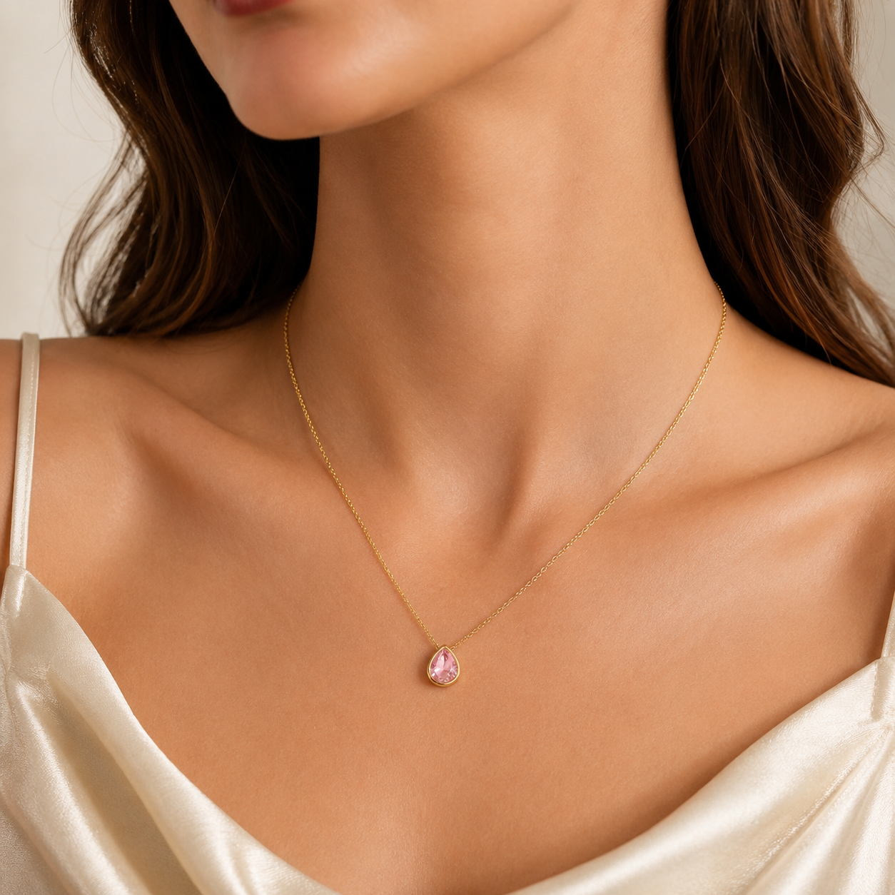 Crystal Teardrop Pendant Necklace