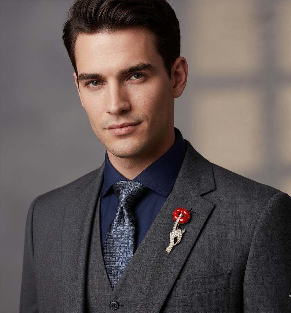 Finger-on-lips Brooch