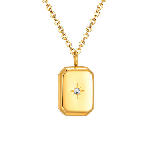 Zircon Square Pendant Necklace