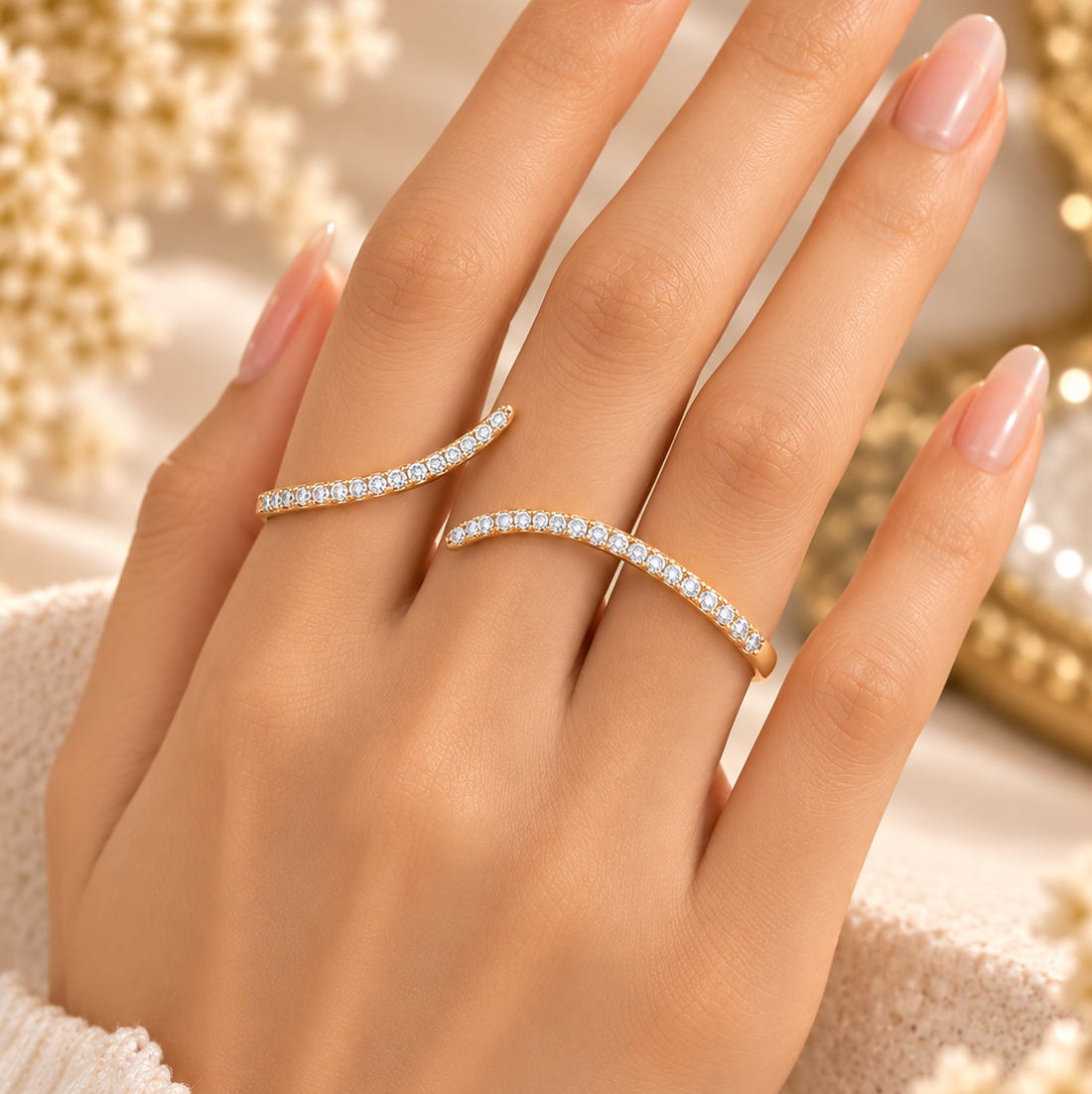 Crystal Wave Trio Ring