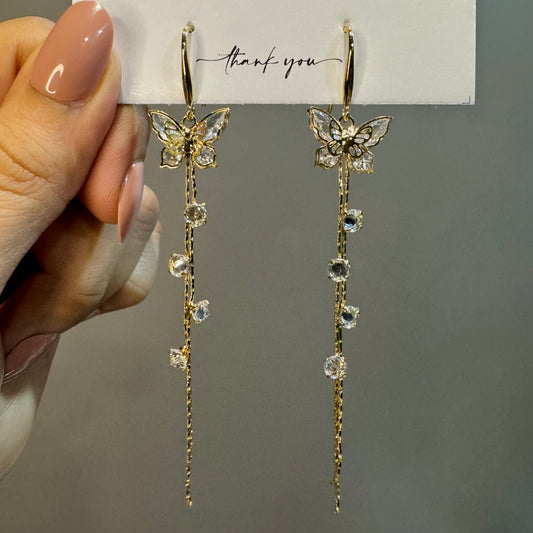 Party-Perfect Zircon Butterfly Drop Earrings