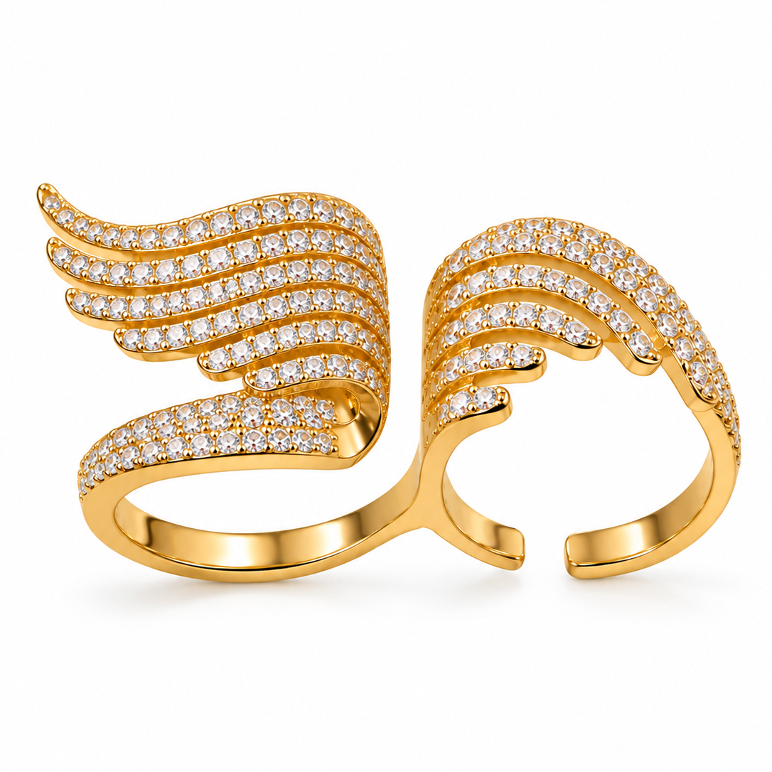 Crystal Angel Wing Ring