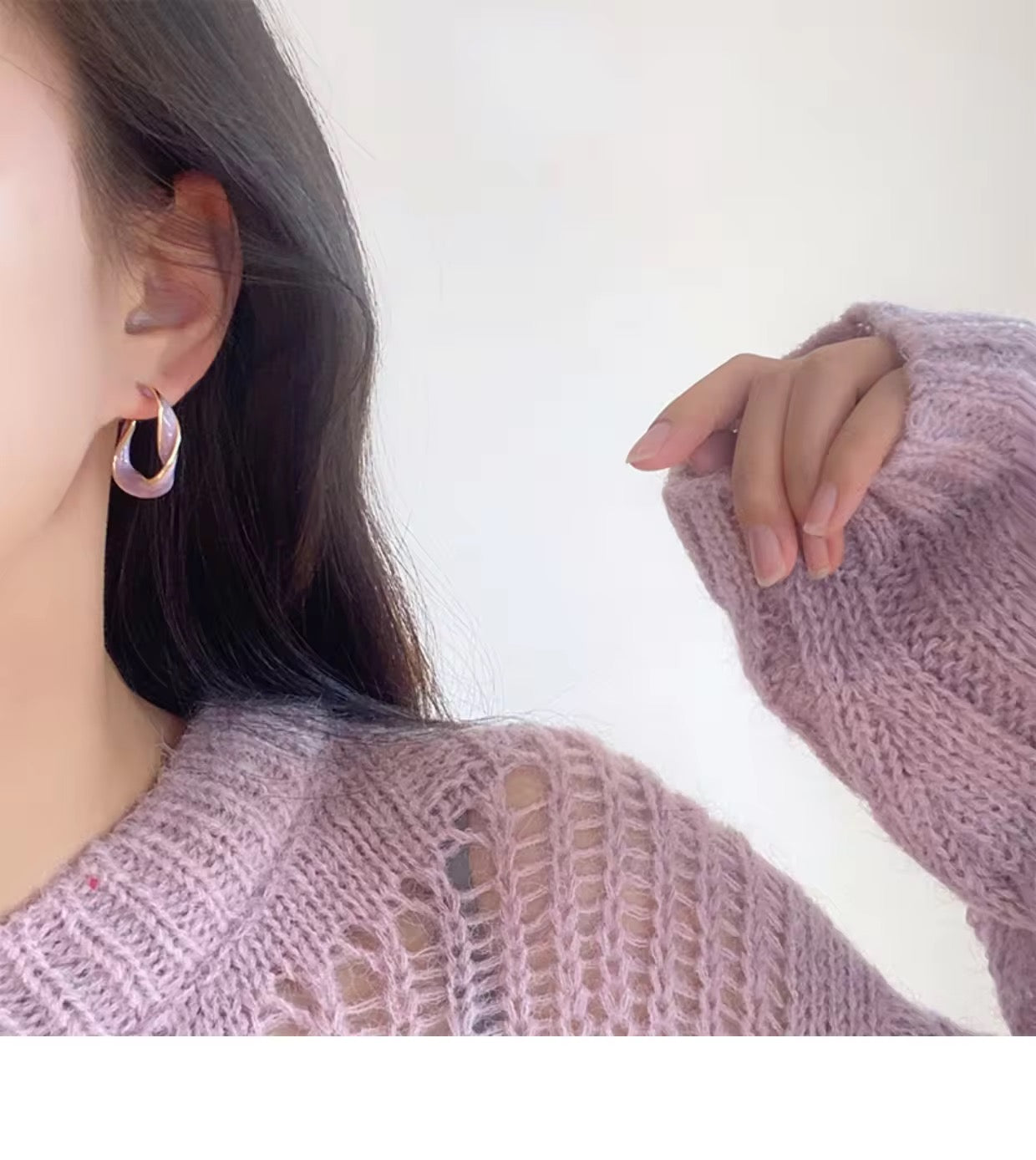 Purple C-Shaped Earrings - O11
