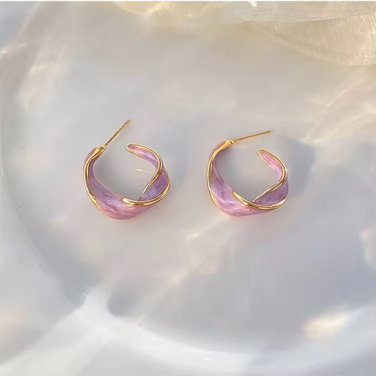 Purple C-Shaped Earrings - O11
