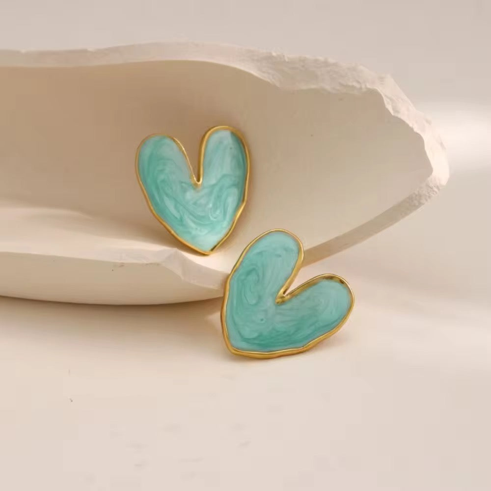 Blue Heart Stud Earrings - O22