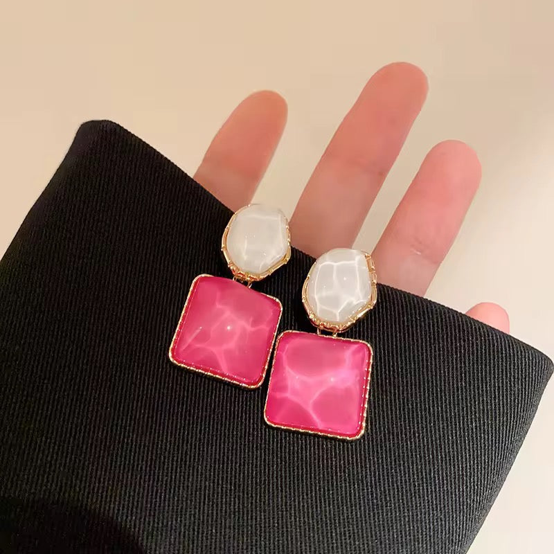 Sparkling Water Pink White Earrings - O25