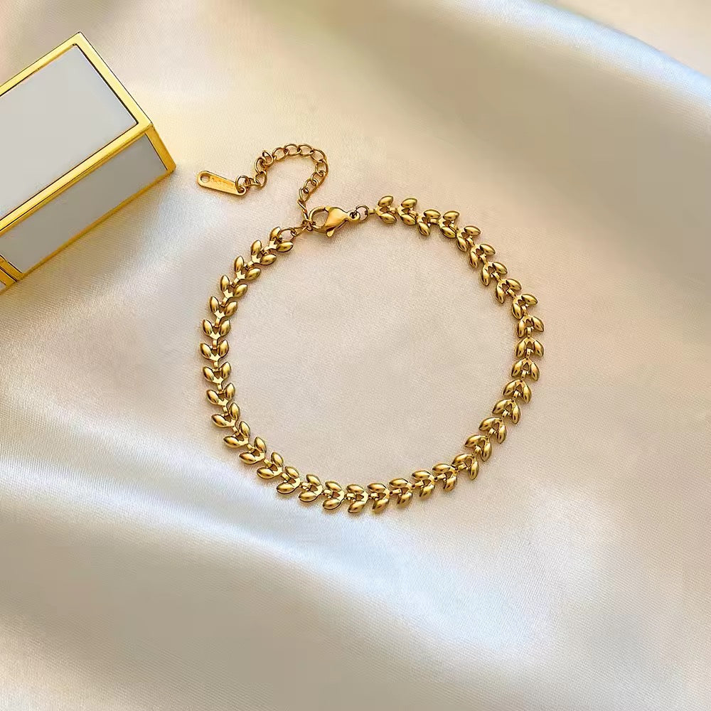 Gold Leaf Link Anklet