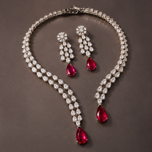 Teardrop Crystal Necklace Set