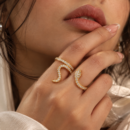 Crystal Serpent Duo Ring