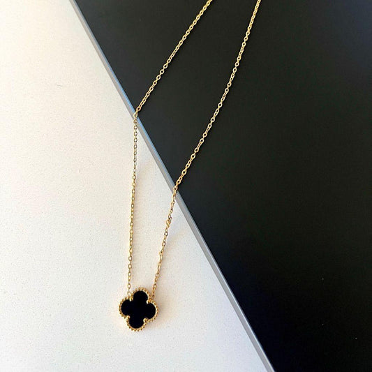 Black & White Reversible Clover Necklace - N2