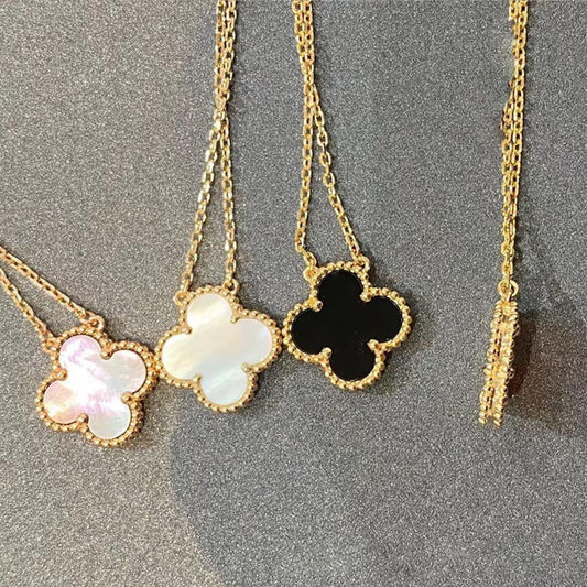 Black & White Reversible Clover Necklace - N2