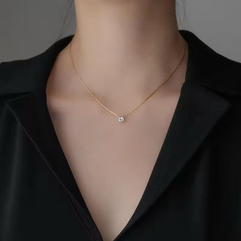 Single Zircon Pendant Necklace - N3