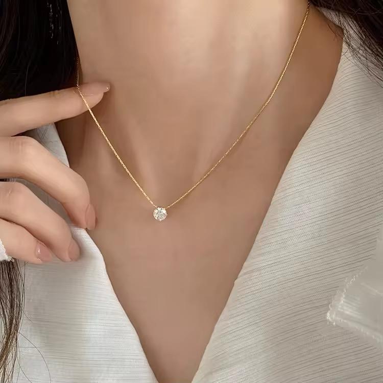 Single Zircon Pendant Necklace - N3