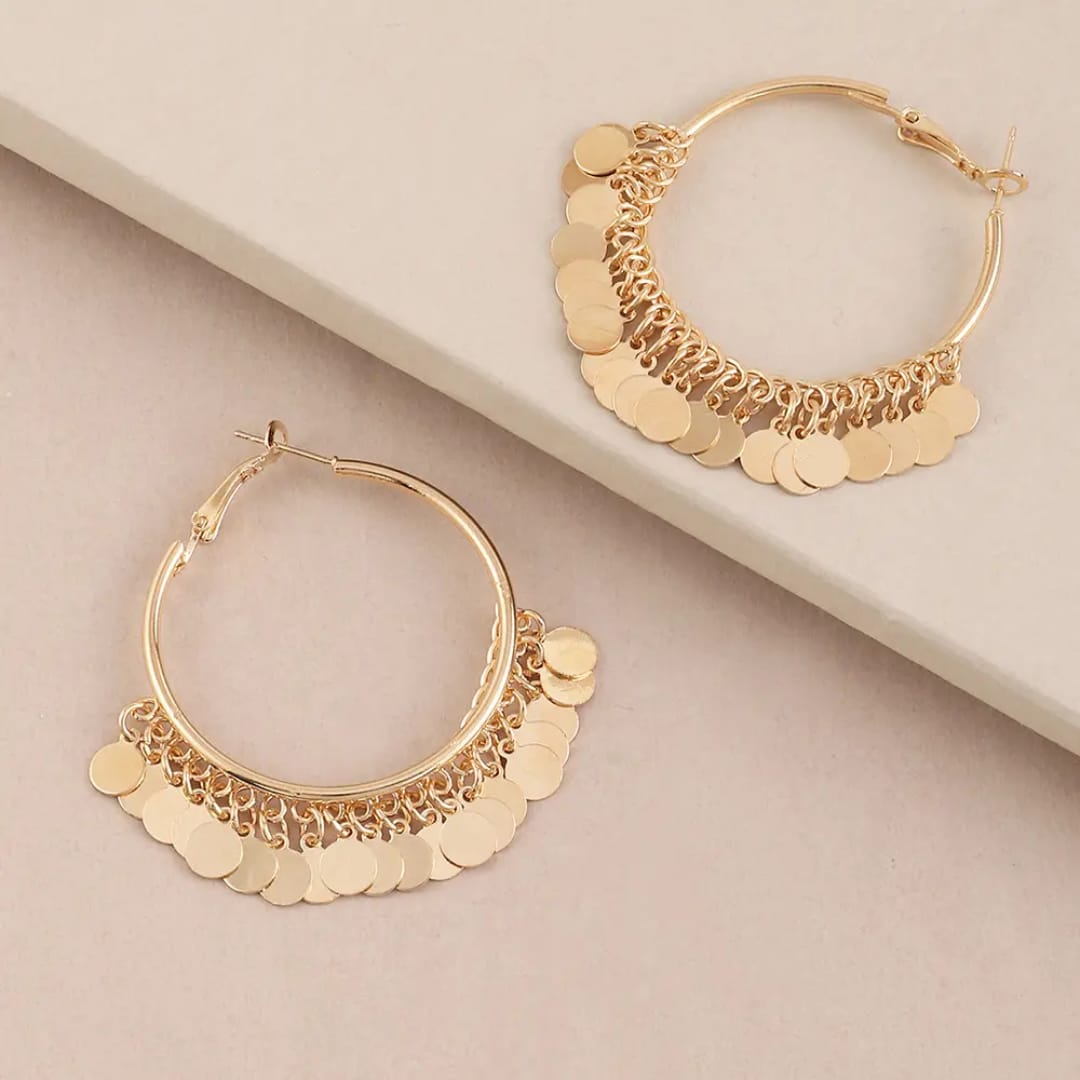 Coin-Detailed Hoop Earrings