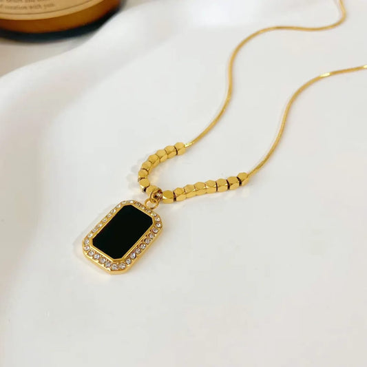 Black Stone Bead Necklace