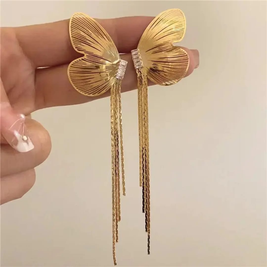 Gold Tassel Drop Earrings