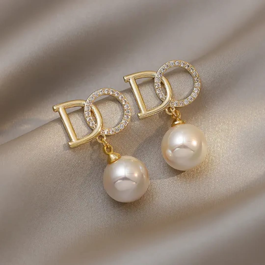 Pearl Drop Logo Earrings